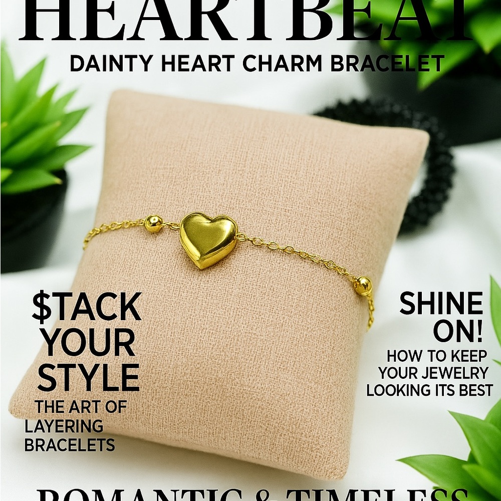 Gold Heart Charm Bracelet